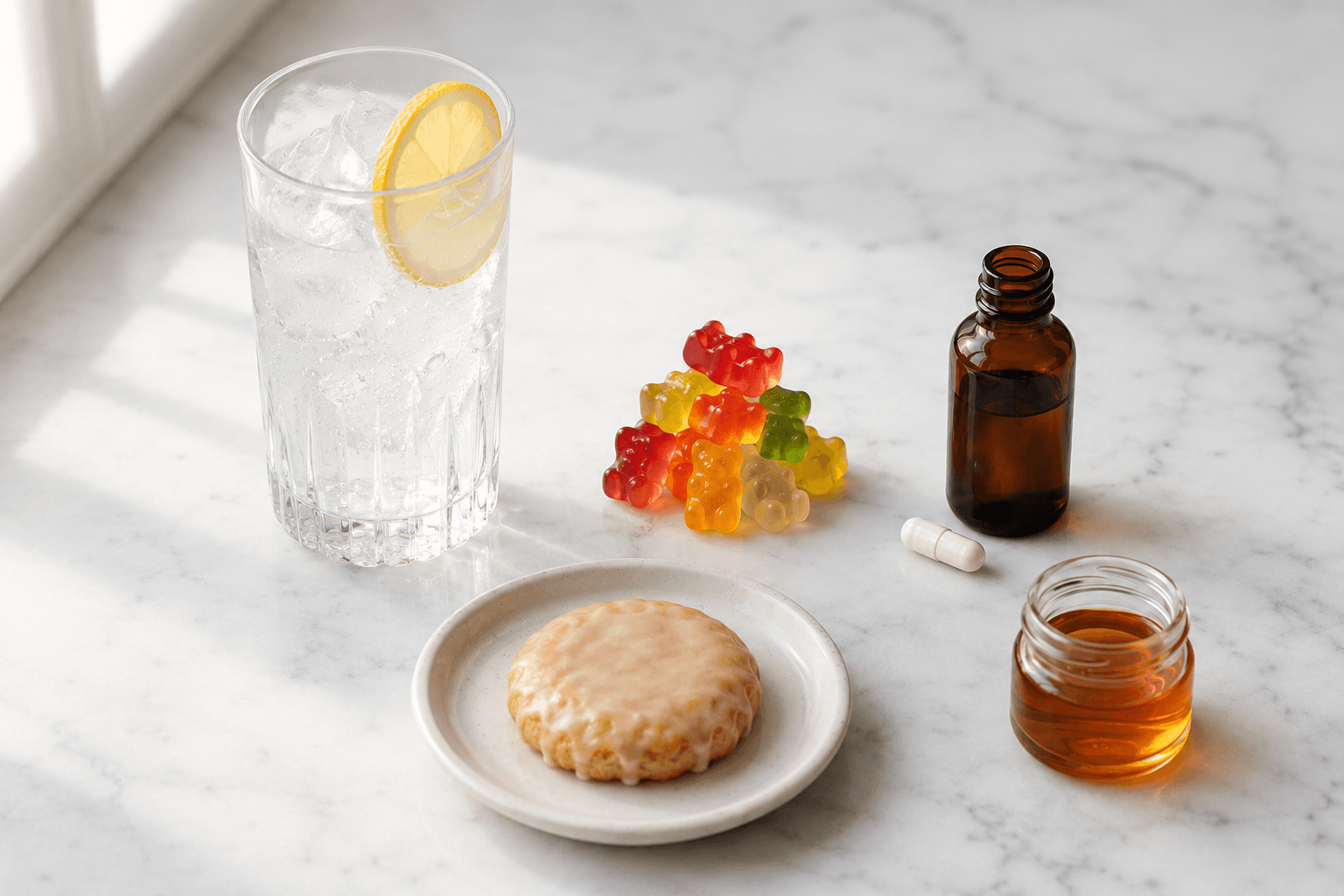 Editorial arrangement of food and beverage products across ten flavor categories